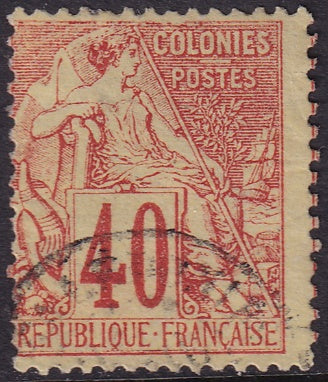 French Colonies 1881 Sc 57 used tiny thin