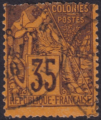 French Colonies 1881 Sc 56 used damaged upper left corner