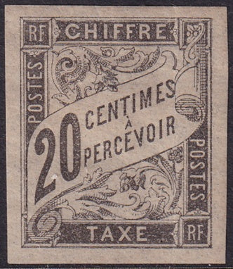 French Colonies 1884 Sc J8 postage due MH* light toning