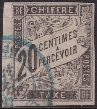 French Colonies 1884 Sc J8 postage due used blue date cancel