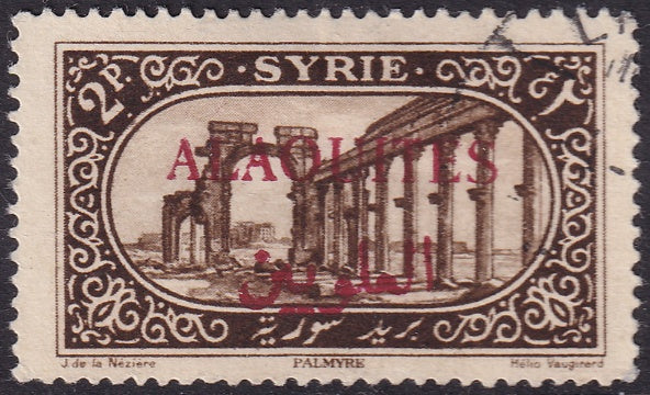 Alaouites 1925 Sc 32 used "2 dots" overprint variety