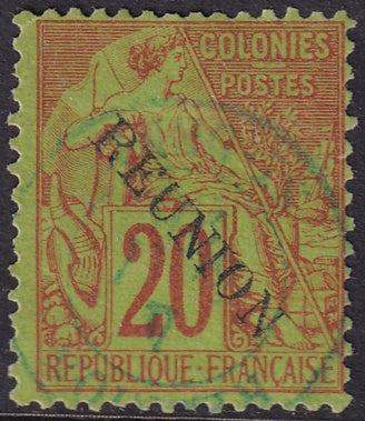 Reunion 1891 Sc 23 used blue cancel