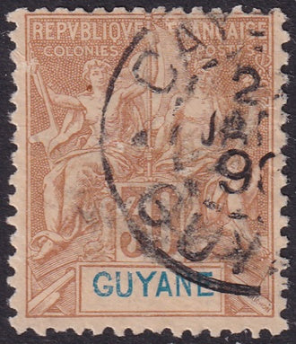 French Guiana 1892 Sc 44 used Cayenne cancel