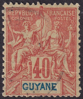 French Guiana 1892 Sc 45 used light cancel