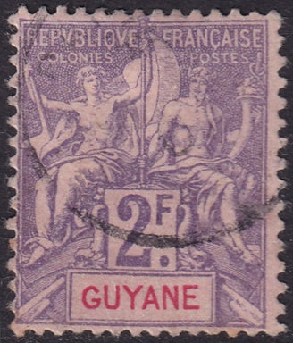 French Guiana 1902 Sc 50 used writing on back