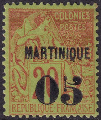 Martinique 1888 Sc 6 MH* toning spot at upper right corner