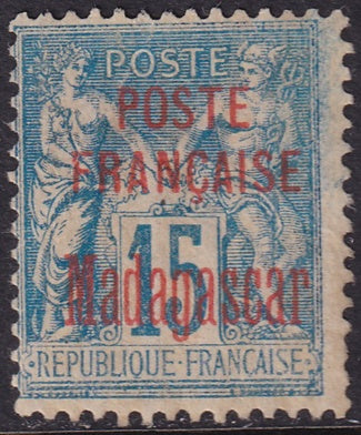 Madagascar 1895 Sc 16 MNG(*) large corner crease