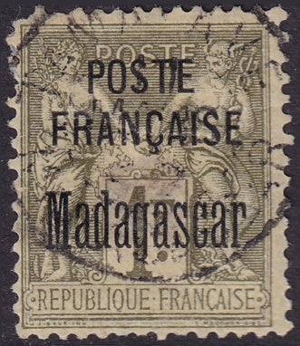 Madagascar 1895 Sc 21 used multiple thins corner damage