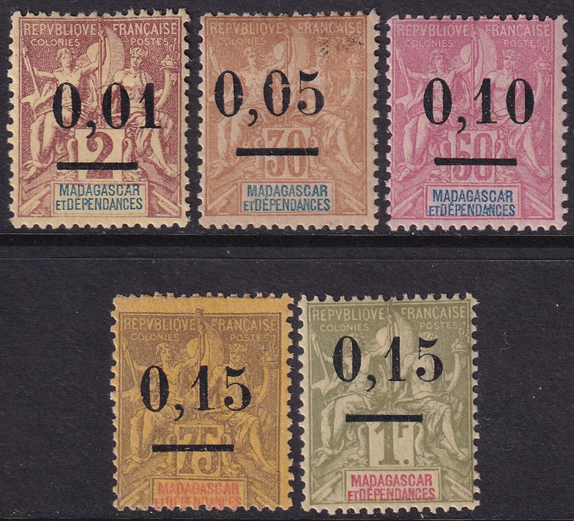 Madagascar 1902 Sc 51-5 set MH* some gum crazing