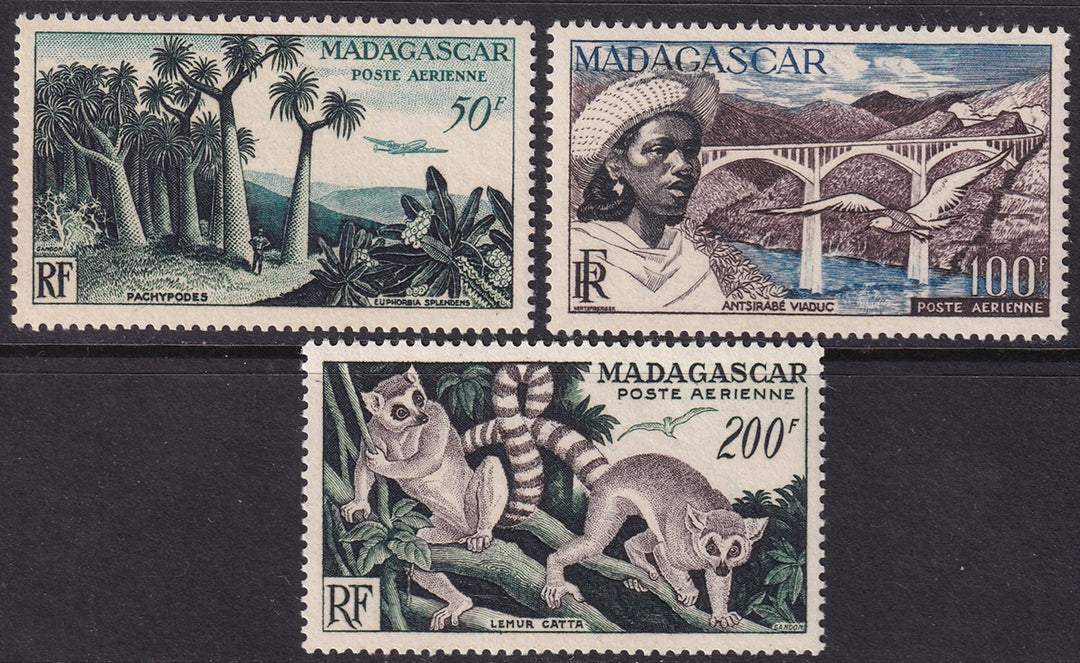 Madagascar 1954 Sc C58-60 air post set MNH**