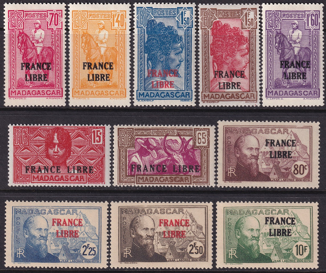 Madagascar 1942 Sc 217-27 partial set MLH*