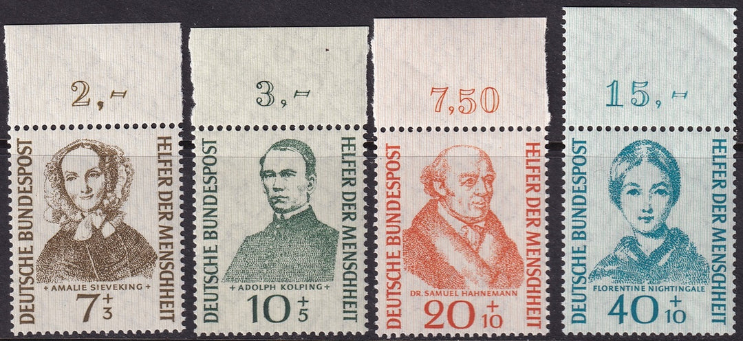 Germany 1955 Sc B344-7 set MNH** top margin singles