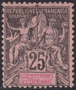 French Polynesia 1892 Sc 11 MH* small thins cracked gum