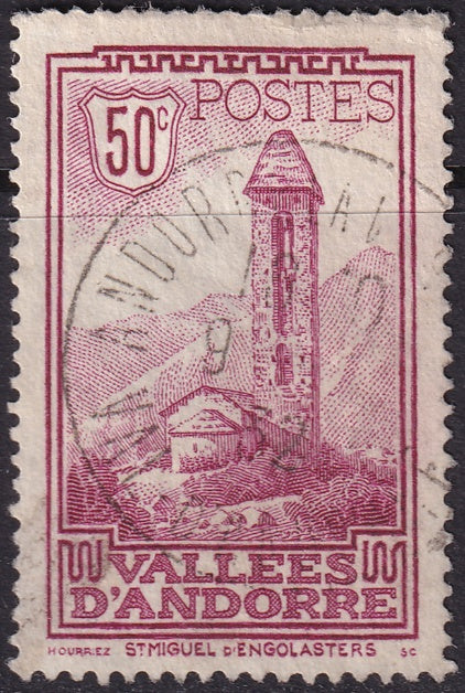 Andorra French 1932 Sc 37 used light crease