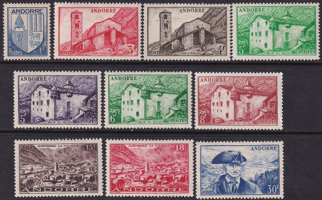 Andorra French 1949 Sc 114-23 set MH*