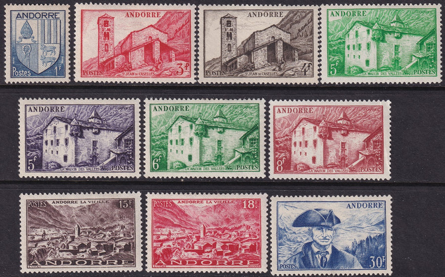 Andorra French 1949 Sc 114-23 set MH*