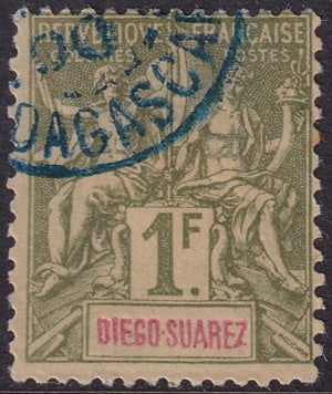 Diego Suarez 1894 Sc 50 used large thin