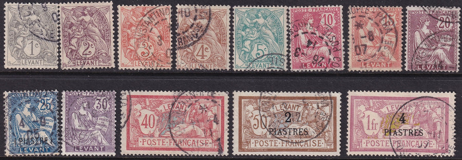 French Offices Levant 1902 Sc 21/36 partial set used most Constantinople cancels