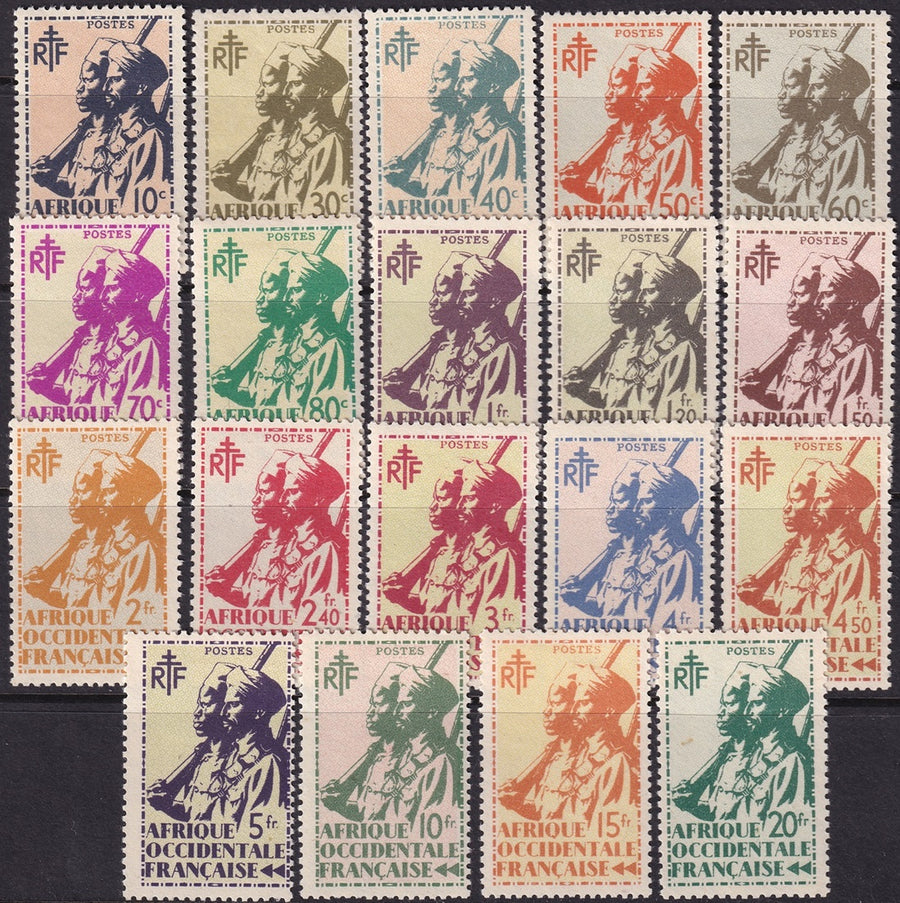 French West Africa 1945 Sc 17-35 set MLH*