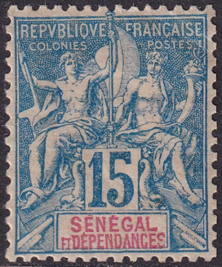 Senegal 1892 Sc 42 MLH* light corner creasing