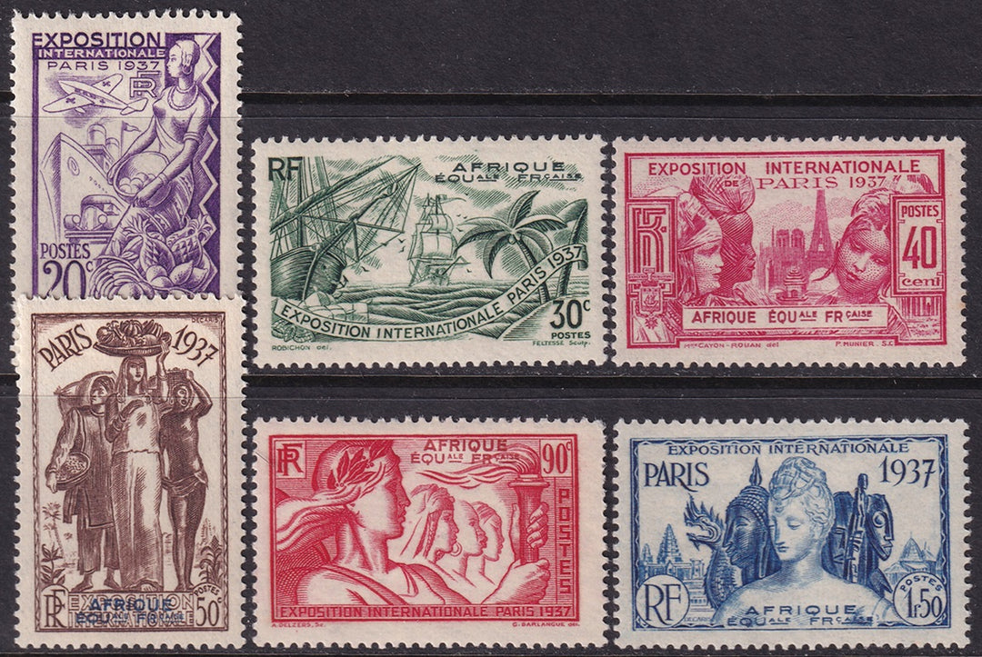 French Equatorial Africa 1937 Sc 27-32 set MH*