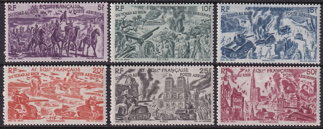 French Equatorial Africa 1946 Sc C25-30 air post set MH*