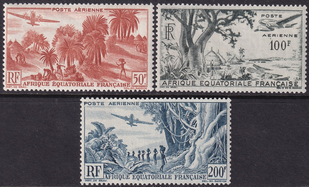 French Equatorial Africa 1947 Sc C31-3 air post set MNH**
