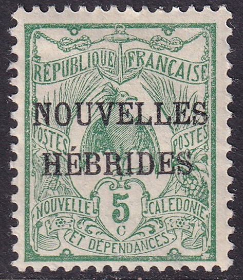 New Hebrides French 1908 Sc 1 MH* heavy hinge