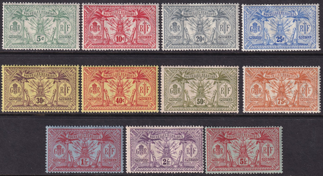 New Hebrides French 1911 Sc 11-21 set MLH*/MNH** some creases