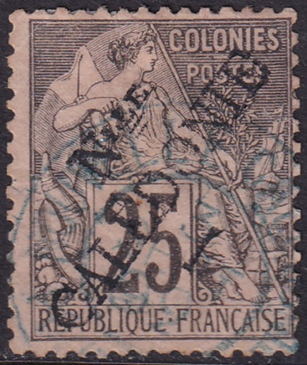 New Caledonia 1892 Sc 28 used small hinge thin