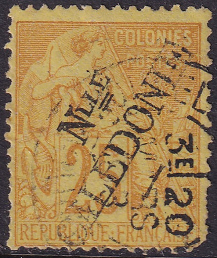 New Caledonia 1892 Sc 27 used damaged perfs