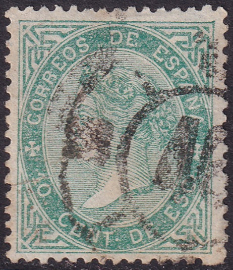 Spain 1867 Sc 92 used "46" (Tarragona) cartwheel (rueda) cancel