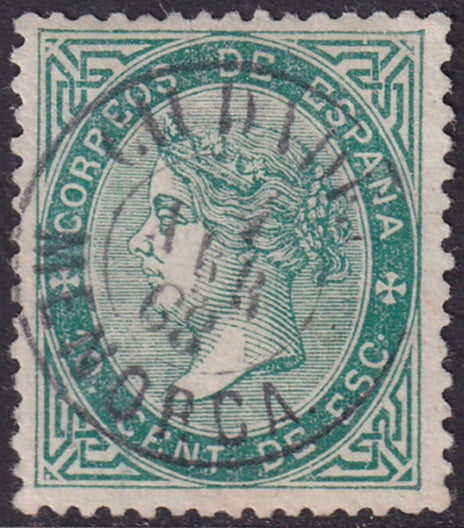 Spain 1867 Sc 92a used Menorca date (fechador) cancel