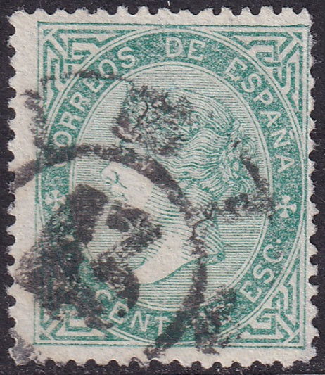 Spain 1867 Sc 92 used "43" (Santander) cartwheel (rueda) cancel