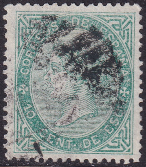 Spain 1867 Sc 92 used parrilla con numero cancel