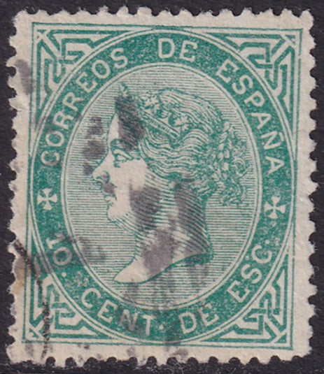 Spain 1867 Sc 92 used "1" parrilla con numero cancel