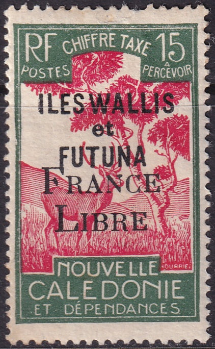 Wallis & Futuna 1943 Sc J28 postage due MH* disturbed gum paper adhesion