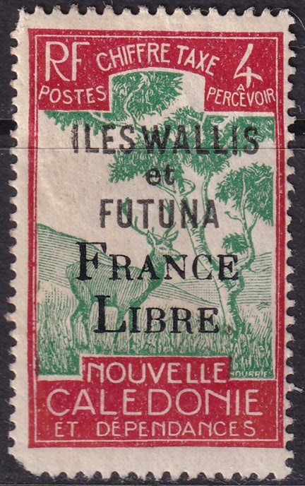 Wallis & Futuna 1943 Sc J25 postage due MH* partial gum rounded corner