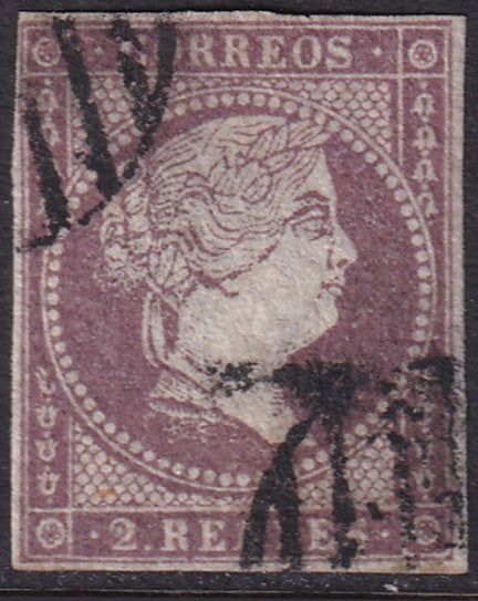 Spain 1855 Sc 43 used grill (parrilla) cancels