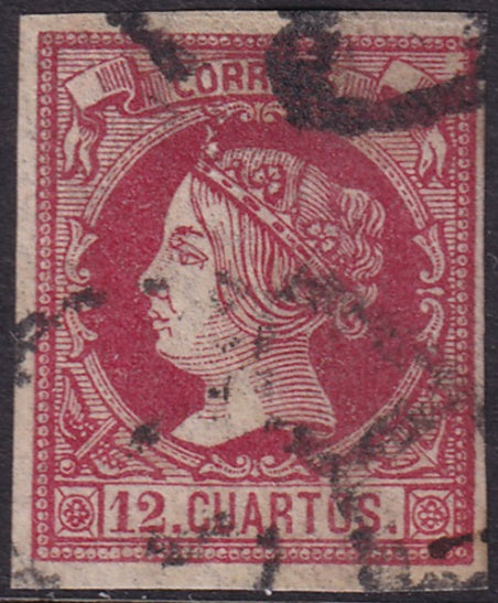 Spain 1860 Sc 51 used cartwheel (rueda) cancel