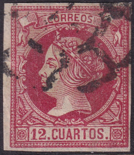 Spain 1860 Sc 51 used cartwheel (rueda) cancel