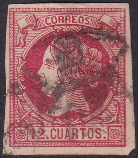 Spain 1860 Sc 51 used cartwheel (rueda) cancel