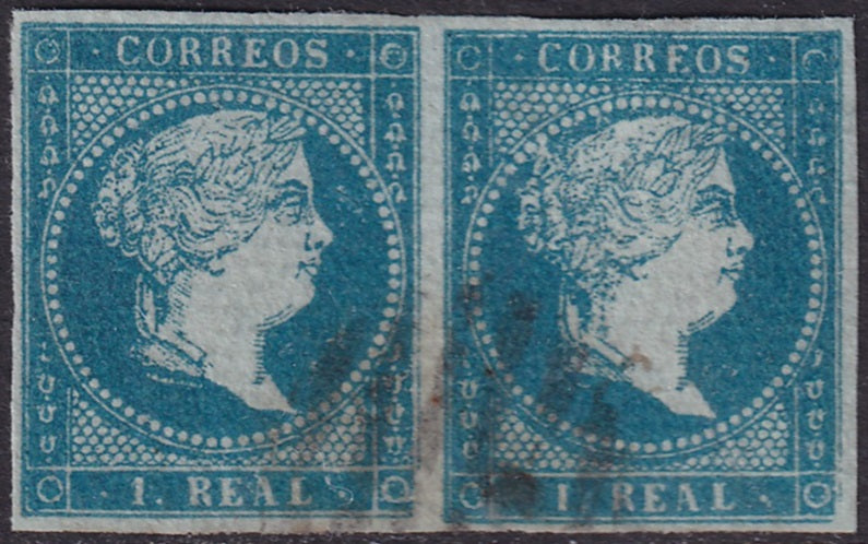 Spain 1855 Sc 38a pair used grill (parilla) cancel