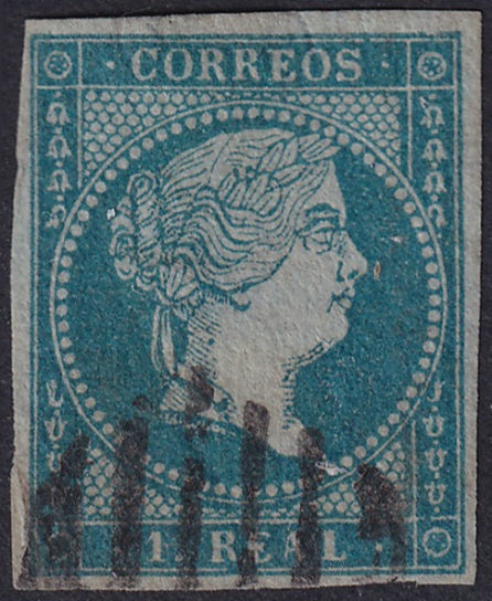 Spain 1855 Sc 38a used grill (parrilla) cancel