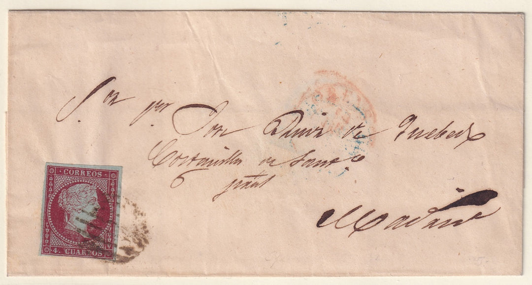 Spain 1855 Sc 37a folded letter from Orense to Madrid