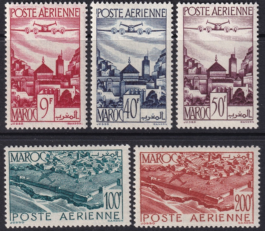 French Morocco 1947 Sc C34-7 air post set MLH*