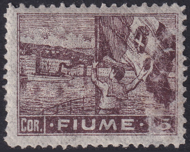 Fiume 1919 Sc 42c MH* thin translucent paper surface damage 