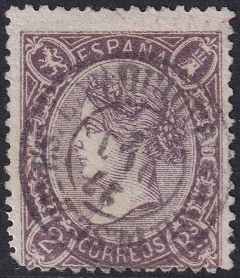 Spain 1865 Sc 79 used ambulante (Amb. Desc.2a Esped Madrid) cancel dark violet