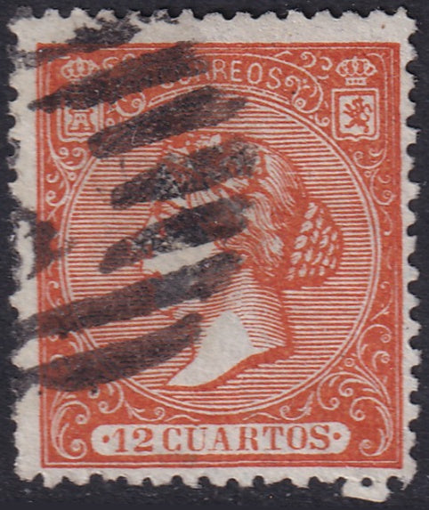 Spain 1866 Sc 83 used parrilla con cifra cancel