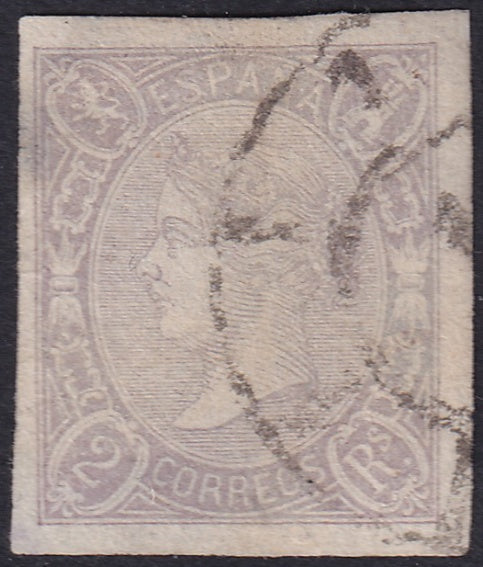 Spain 1865 Sc 72 used cartwheel (rueda) cancel